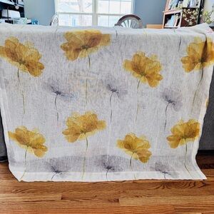 DKNY Curtains Gray Yellow Tulips Floral 2 Panels 52 X 96 Airy Cotton Whimsical